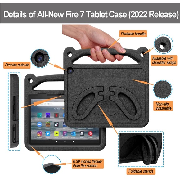 Amazon Fire 7 Tablet Black Handle Case - Picture 3 of 7